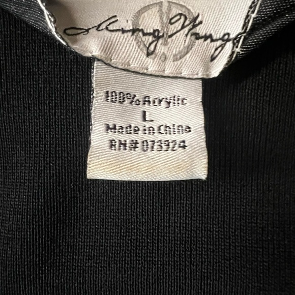 MING WANG BEAUTIFUL BLACK OPEN CARDIGAN WITH CREAM EMBROIDERED TRIM SIZE LARGE - Picture 7 of 9